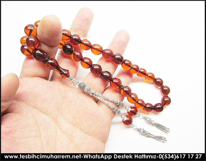 Özel Gümüş Tasarım Eski Usül Sıkma Kehribar Tesbih Ünveroğulları 