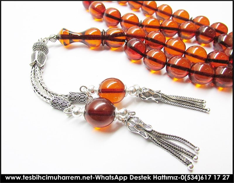 Özel Gümüş Tasarım Eski Usül Sıkma Kehribar Tesbih Ünveroğulları 