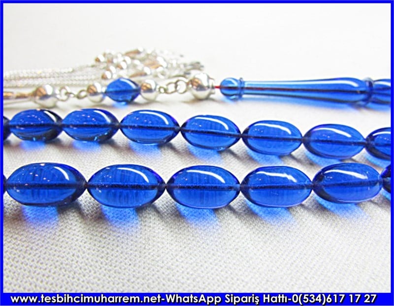 Özel İpek Püskül Flexiglass Tesbih 7*12 mm Nazar Boncuğu 
