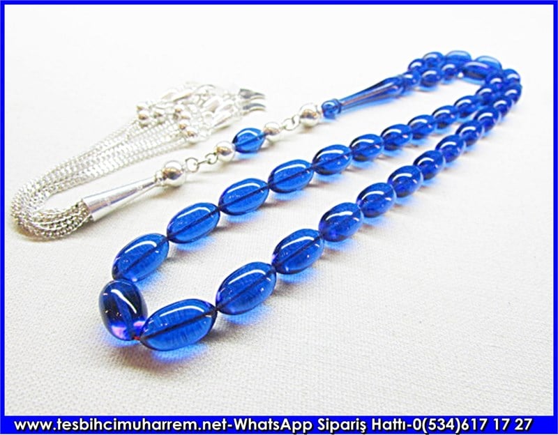 Özel İpek Püskül Flexiglass Tesbih 7*12 mm Nazar Boncuğu 