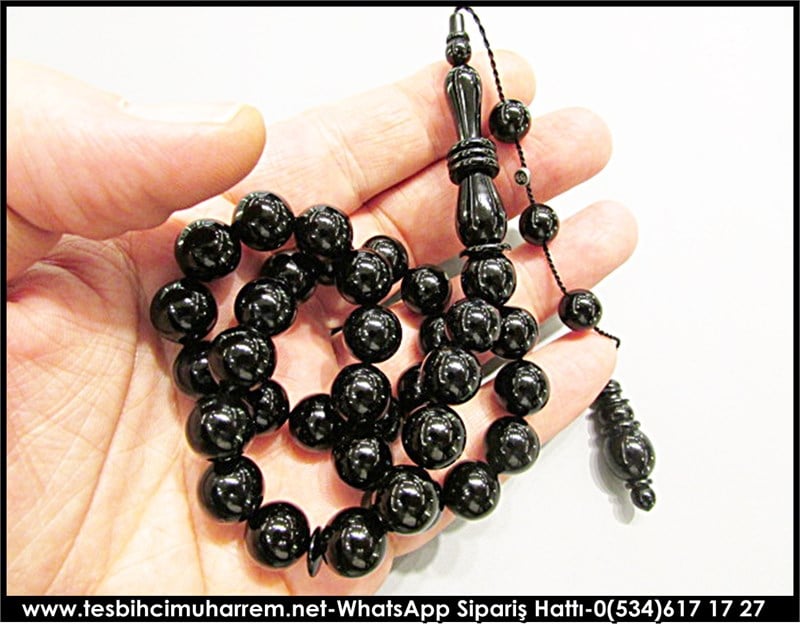 Özel İşçilik Eski Jaguar Katalin Tesbih 11,5*12 mm Siyah Nokta