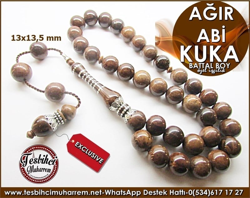Özel İşçilik İri Boy Müselles Naturel Kuka Tesbih Ağır Abi 