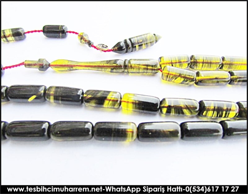 Özel İşçilik Kırçıllı Sıkma Kehribar Tesbih 6*12 mm Uzun Ali 