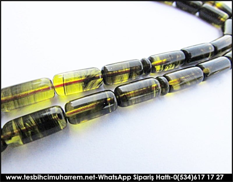 Özel İşçilik Kırçıllı Sıkma Kehribar Tesbih 6*12 mm Uzun Ali 