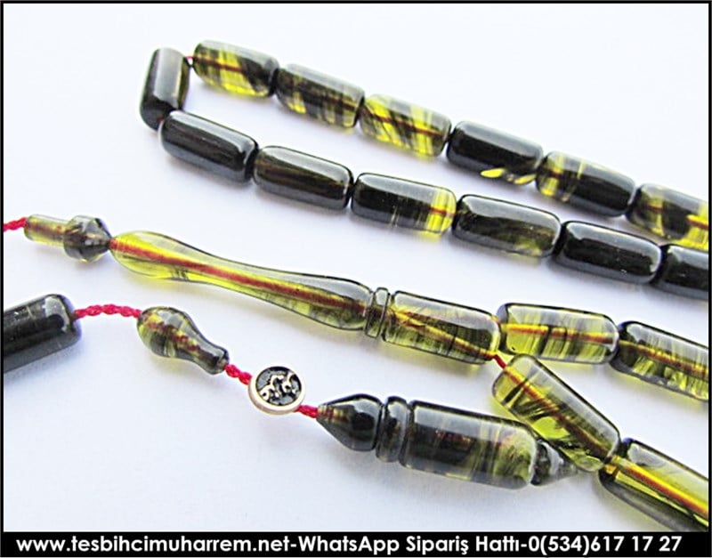 Özel İşçilik Kırçıllı Sıkma Kehribar Tesbih 6*12 mm Uzun Ali 