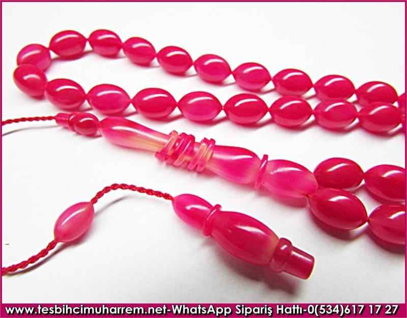 Özel İşçilik Magenta Katalin Tesbih 7*11 mm Mühr-ü Kalp 