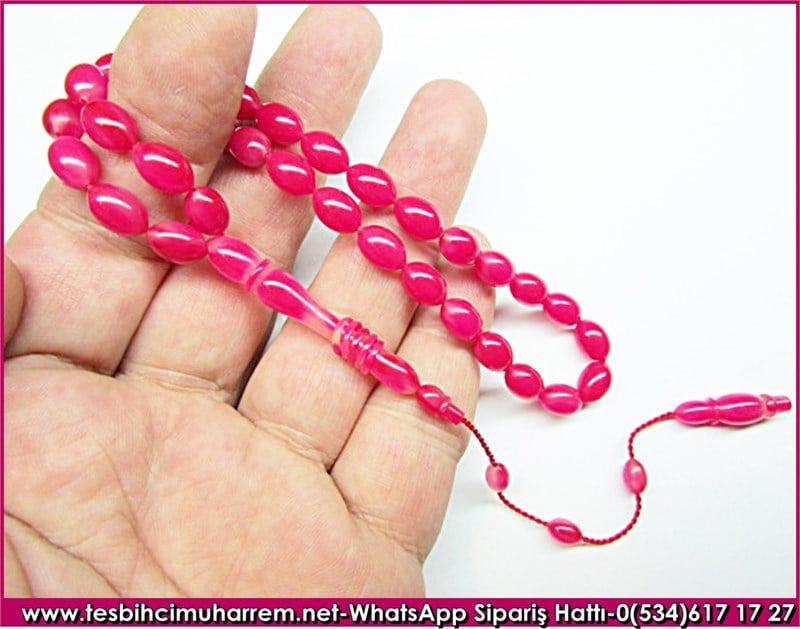Özel İşçilik Magenta Katalin Tesbih 7*11 mm Mühr-ü Kalp 