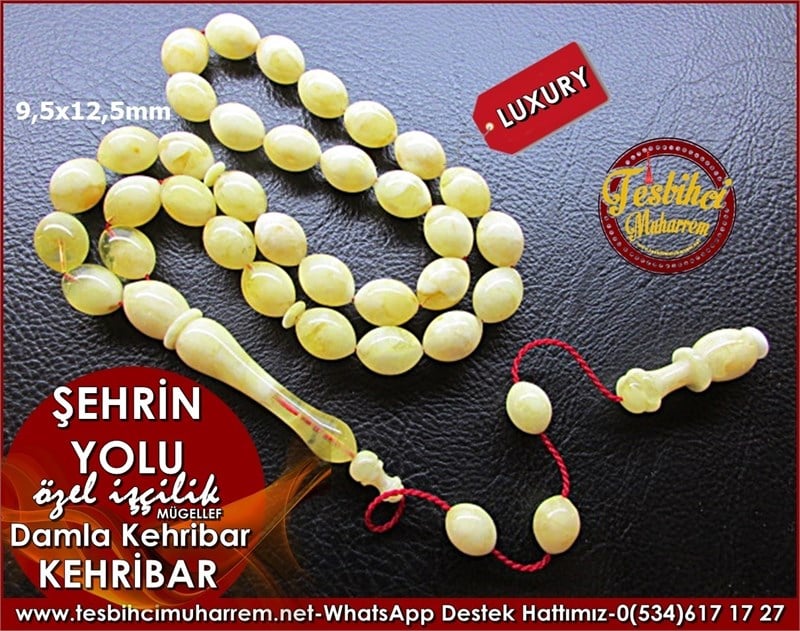 Özel İşçilik Mügellef Damla Kehribar Tesbih Şehrin Yolu 