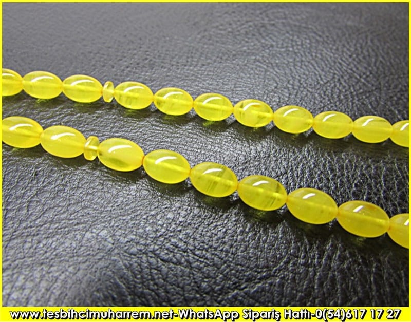 Özel İşçilik Objeden Bileklik Boy Sarı Osmanlı Sıkma Kehribar Tesbih 5*7.5 mm Alaycı Kuş