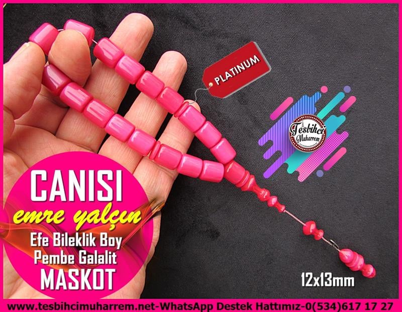 Efe Maskot TesbihlerTM12328Özel İşçilik Pembe Renk Galalit Tespih Bileklik Efe Maskot Tesbih CanısıÖzel İşçilik Pembe Renk Galalit Tespih Bileklik Efe Maskot Tesbih Canısı