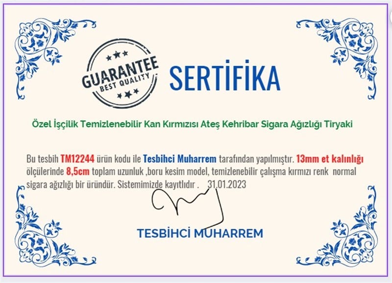Yeni Ürün TesbihlerTM12244Özel İşçilik Temizlenebilir Kan Kırmızısı Ateş Kehribar Sigara Ağızlığı Tiryaki Özel İşçilik Temizlenebilir Kan Kırmızısı Ateş Kehribar Sigara Ağızlığı Tiryaki 