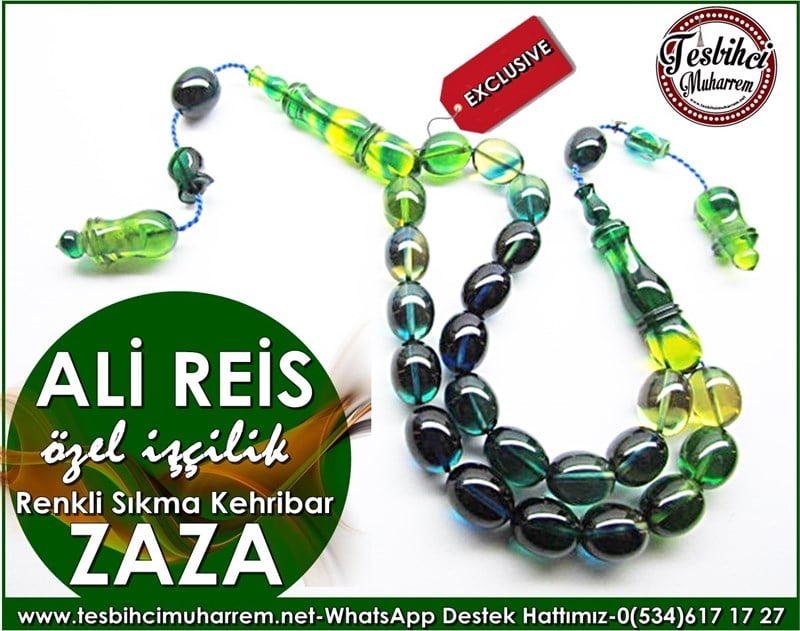 Özel İşçilik Zaza Tesbih Sıkma Kehribar Çift İmameli Ali Reis 