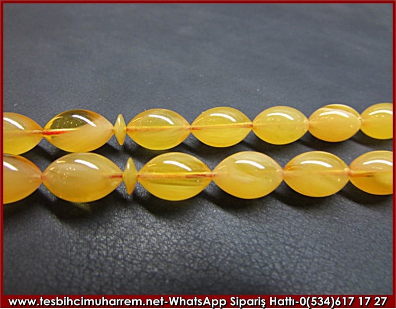 Özel İşçilikli Osmanlı Sıkma Kehribar Tesbih 7*11 mm Küçük Ağa