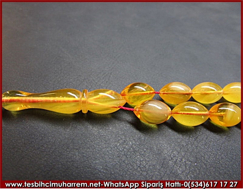 Özel İşçilikli Osmanlı Sıkma Kehribar Tesbih 7*11 mm Küçük Ağa