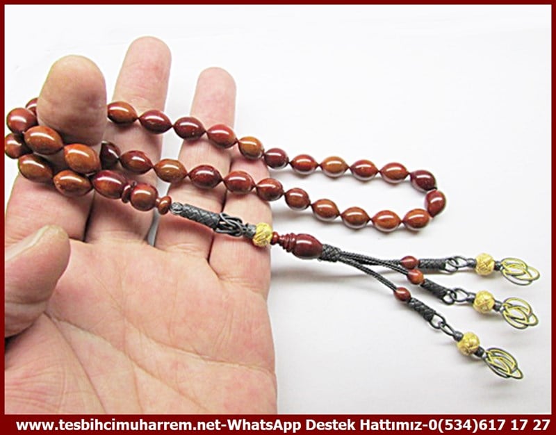 Özel Kazaziye Kamçılı Eski Usül Naturel Kuka Cevizi Tesbih Kınalı Börtüme