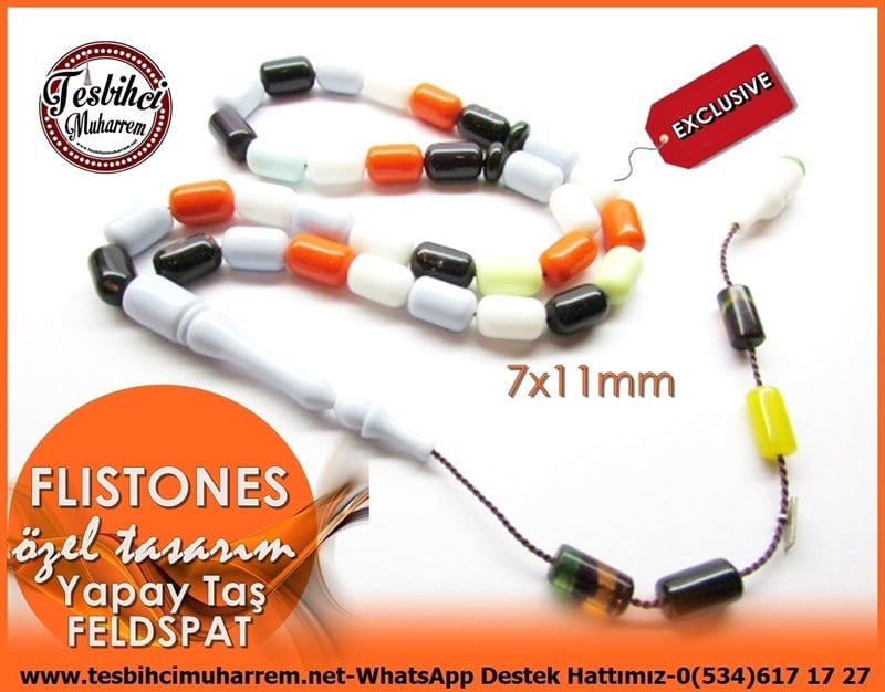 Özel Tasarım Curcumix Karma Yapay Taş Feldspat Tesbih Flistones 