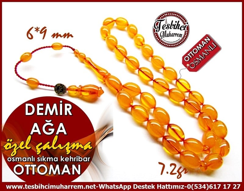Özel Tasarım Habbeden Bileklik Boy Osmanlı Sıkma Kehribar Tesbih Demir Ağa