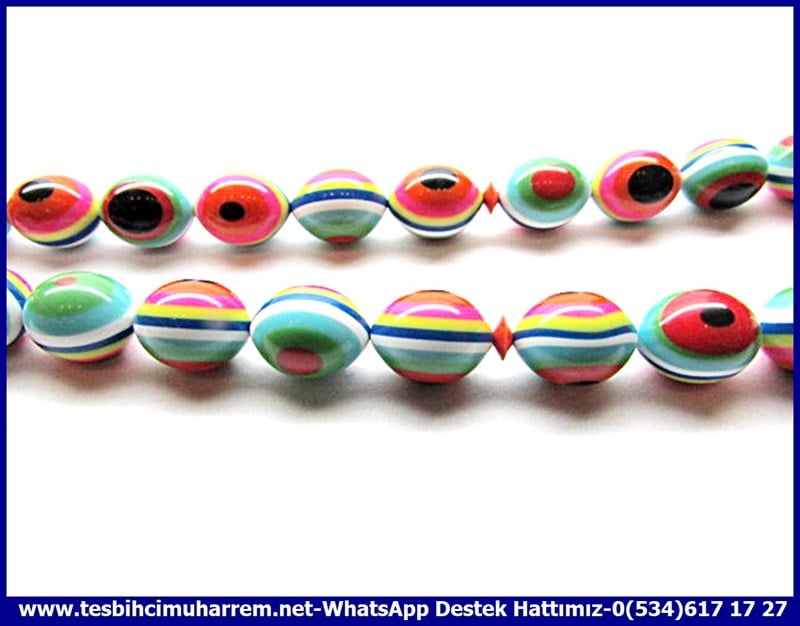 Özel Tasarım Nazar Boncuklu Yapay Taş Feldspat Tesbih Nazara Gelme
