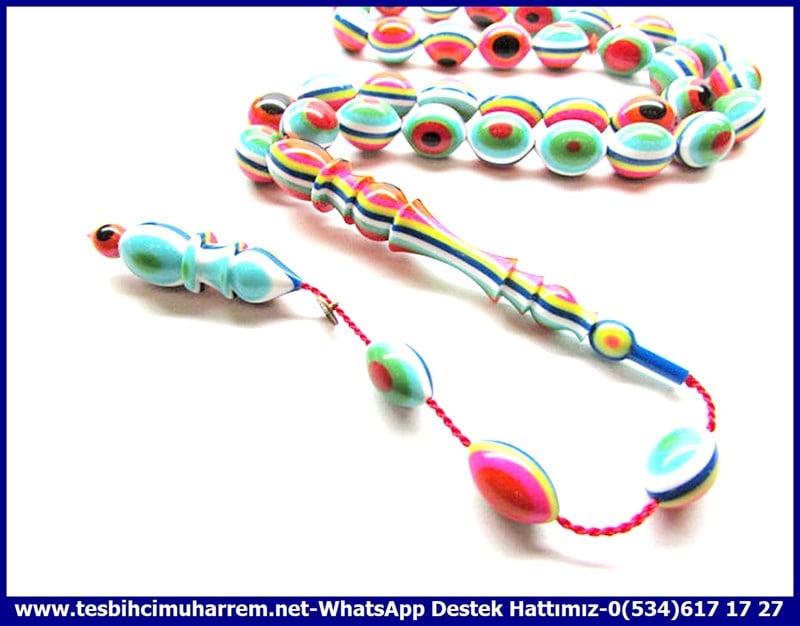 Özel Tasarım Nazar Boncuklu Yapay Taş Feldspat Tesbih Nazara Gelme