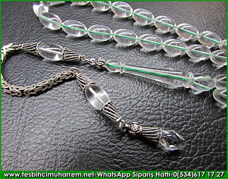 Özgün Gümüş Tasarım Beyzi Kesim 6,5x11 mm Saydamsal Flexiglass Tesbih Buzdan Kale