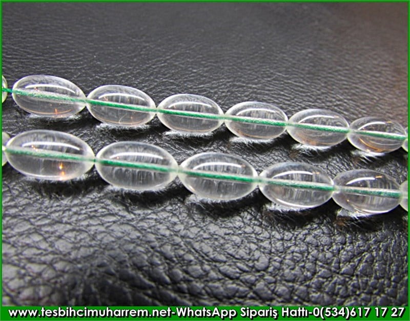 Özgün Gümüş Tasarım Beyzi Kesim 6,5x11 mm Saydamsal Flexiglass Tesbih Buzdan Kale