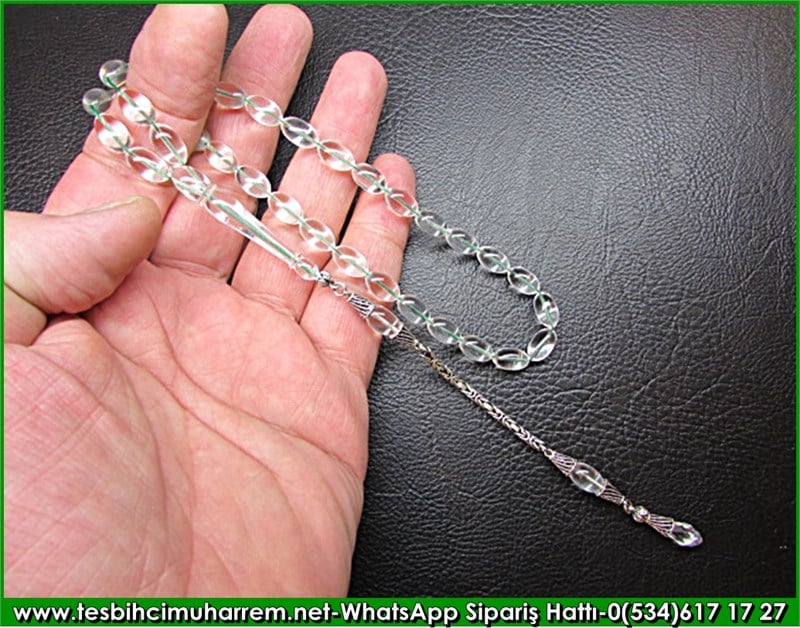 Özgün Gümüş Tasarım Beyzi Kesim 6,5x11 mm Saydamsal Flexiglass Tesbih Buzdan Kale