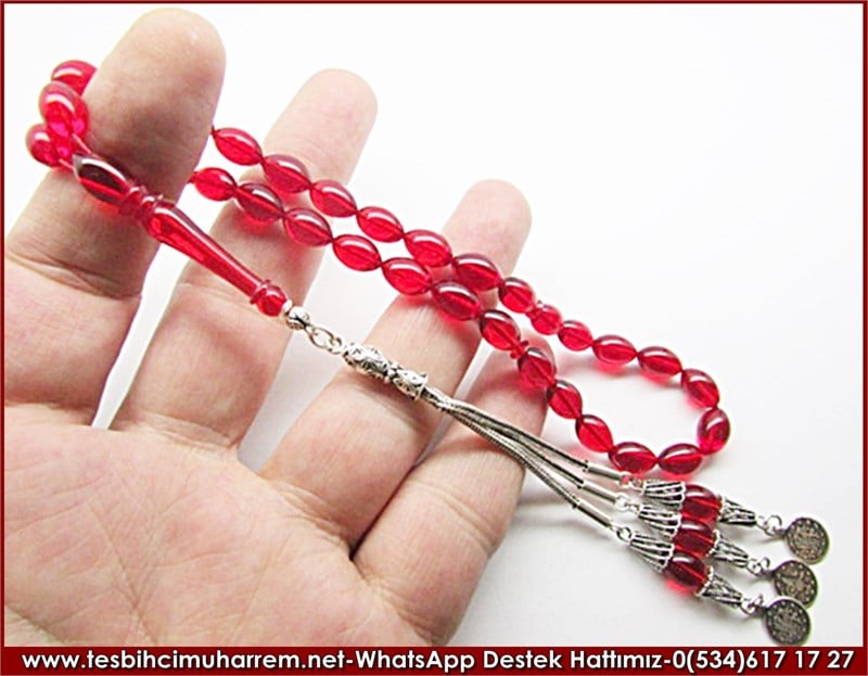 Özgün Gümüş Tasarım Kırmızı Ateş Kehribar Tesbih Şehr-i Aksaray