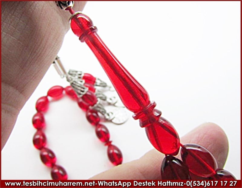Özgün Gümüş Tasarım Kırmızı Ateş Kehribar Tesbih Şehr-i Aksaray
