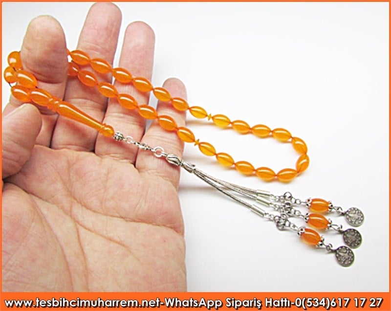 Özgün Gümüş Tasarım Turunçgil Sıkma Kehribar Tesbih Şehr-i Sakarya