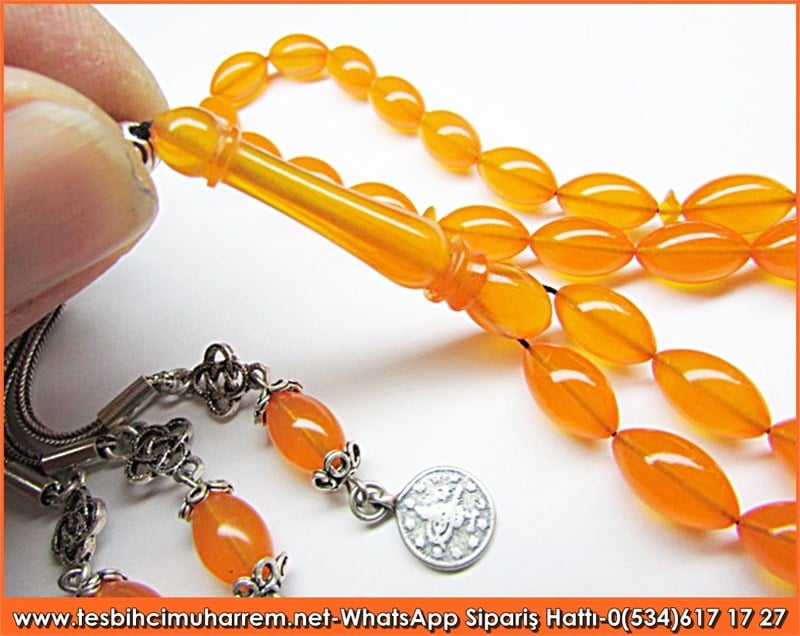 Özgün Gümüş Tasarım Turunçgil Sıkma Kehribar Tesbih Şehr-i Sakarya