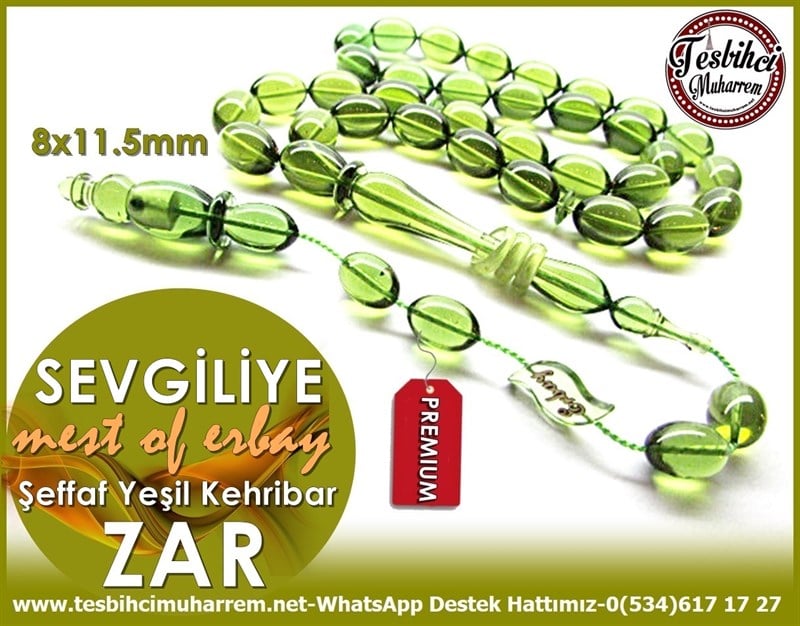 Premium İşçilik Haki Yeşil Alman Blok Zar Kehribar Tesbih Sevgiliye