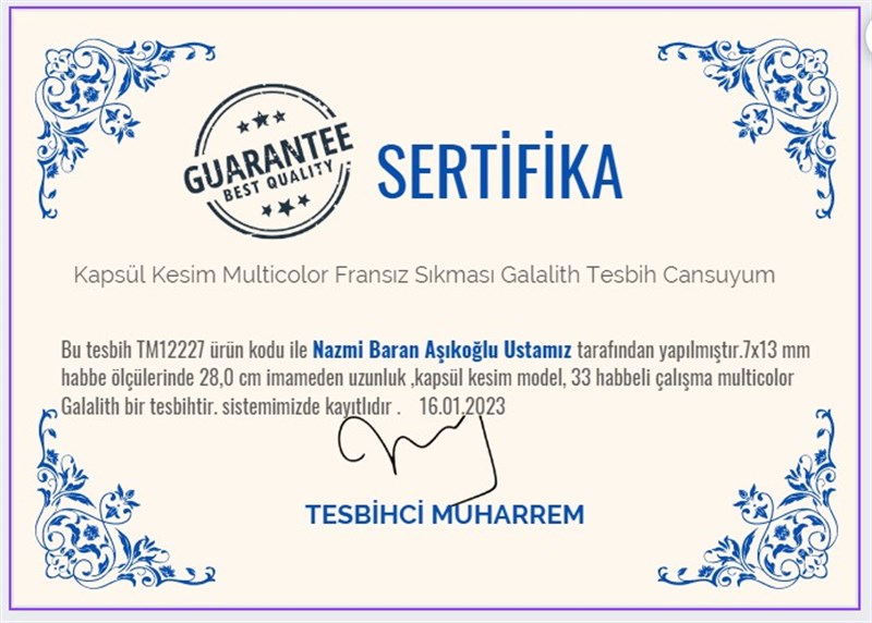 Galanit TesbihTM12227Profesyonel Çalışma Kapsül Kesim Multicolor Fransız Sıkması Galalith Tesbih CansuyumProfesyonel Çalışma Kapsül Kesim Multicolor Fransız Sıkması Galalith Tesbih Cansuyum