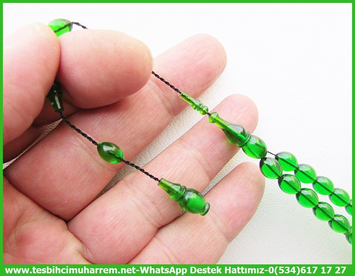 Yeşil Ton TesbihlerTM13809Reşat Bozyel Usta El İşçiliği Tespih | Oriental Ateş Kehribar, Zümrüt Yeşil Renk, Beyzi Kesim – 