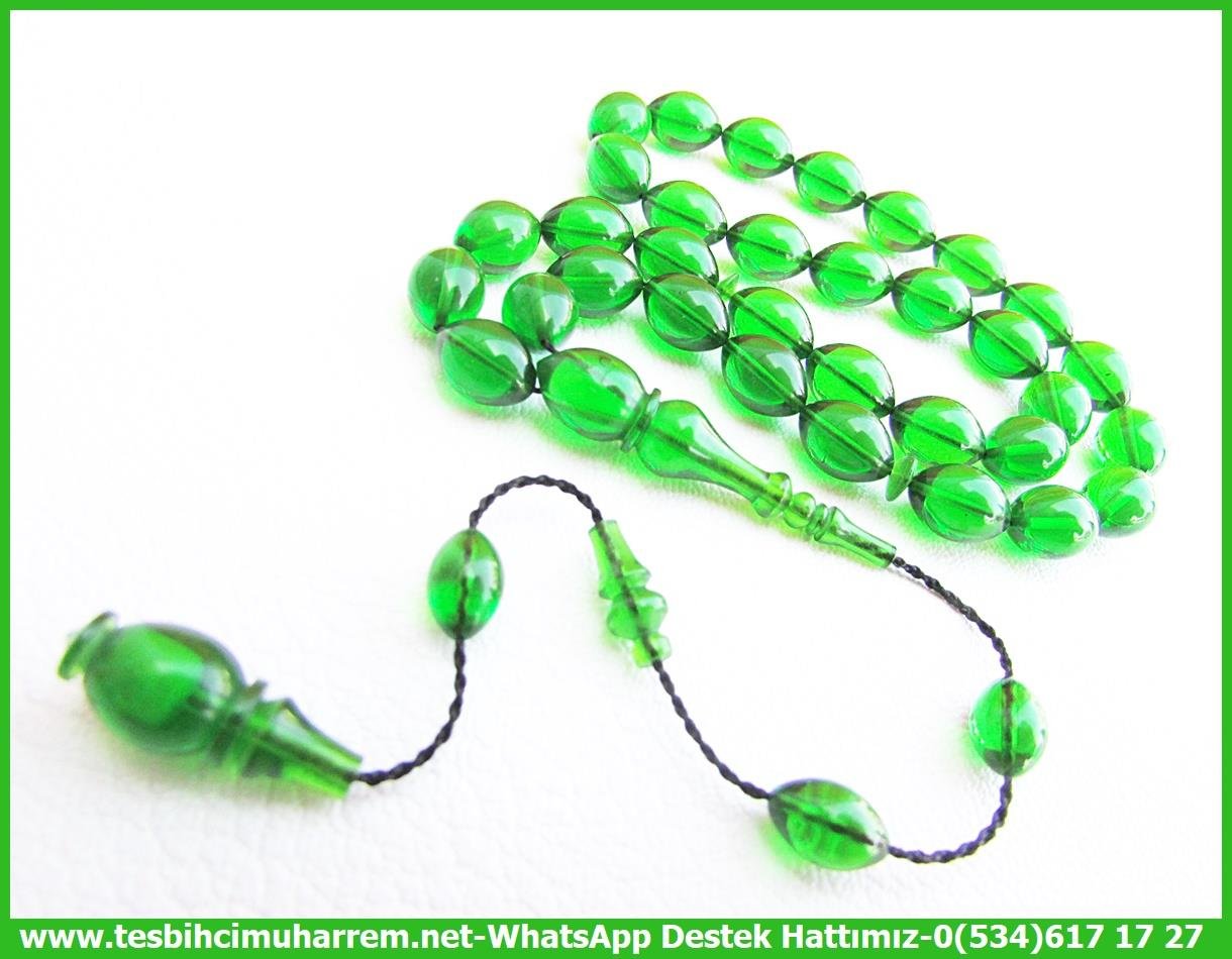 Yeşil Ton TesbihlerTM13809Reşat Bozyel Usta El İşçiliği Tespih | Oriental Ateş Kehribar, Zümrüt Yeşil Renk, Beyzi Kesim – 