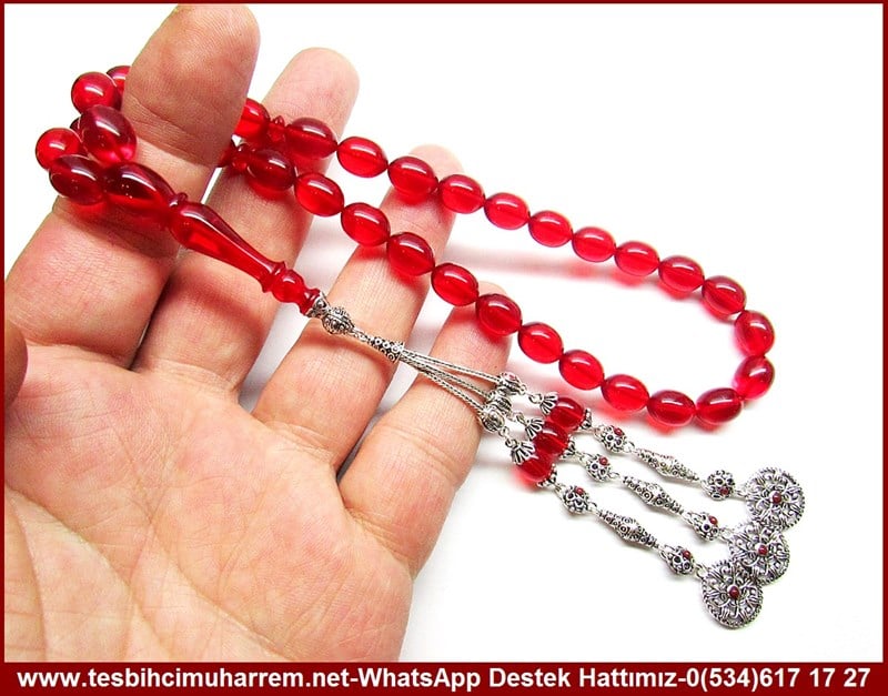rjinal Özel Gümüş Tasarım Kırmızı Ateş Kehribar Tesbih Dert Ortağım