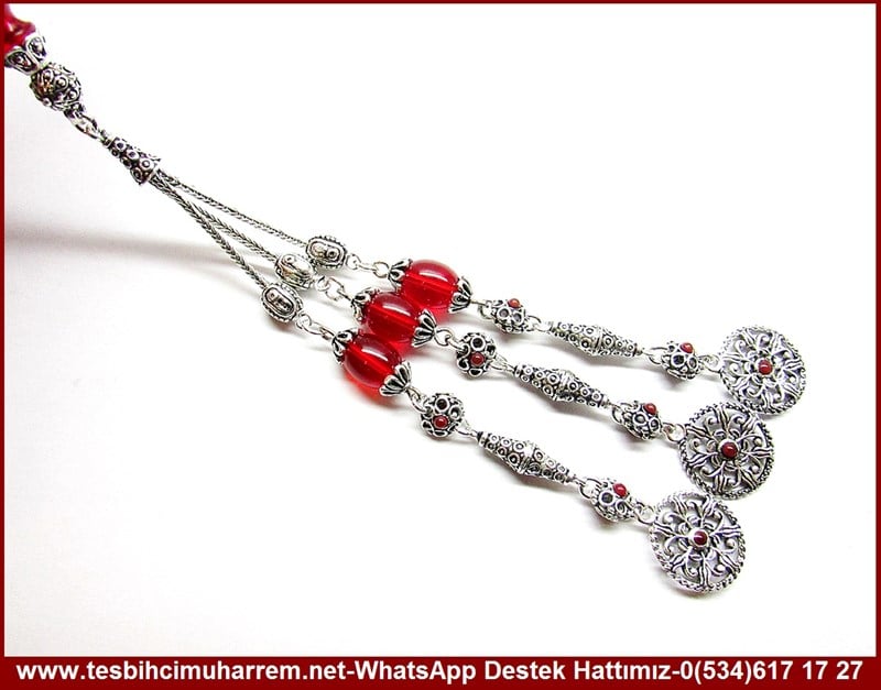 rjinal Özel Gümüş Tasarım Kırmızı Ateş Kehribar Tesbih Dert Ortağım