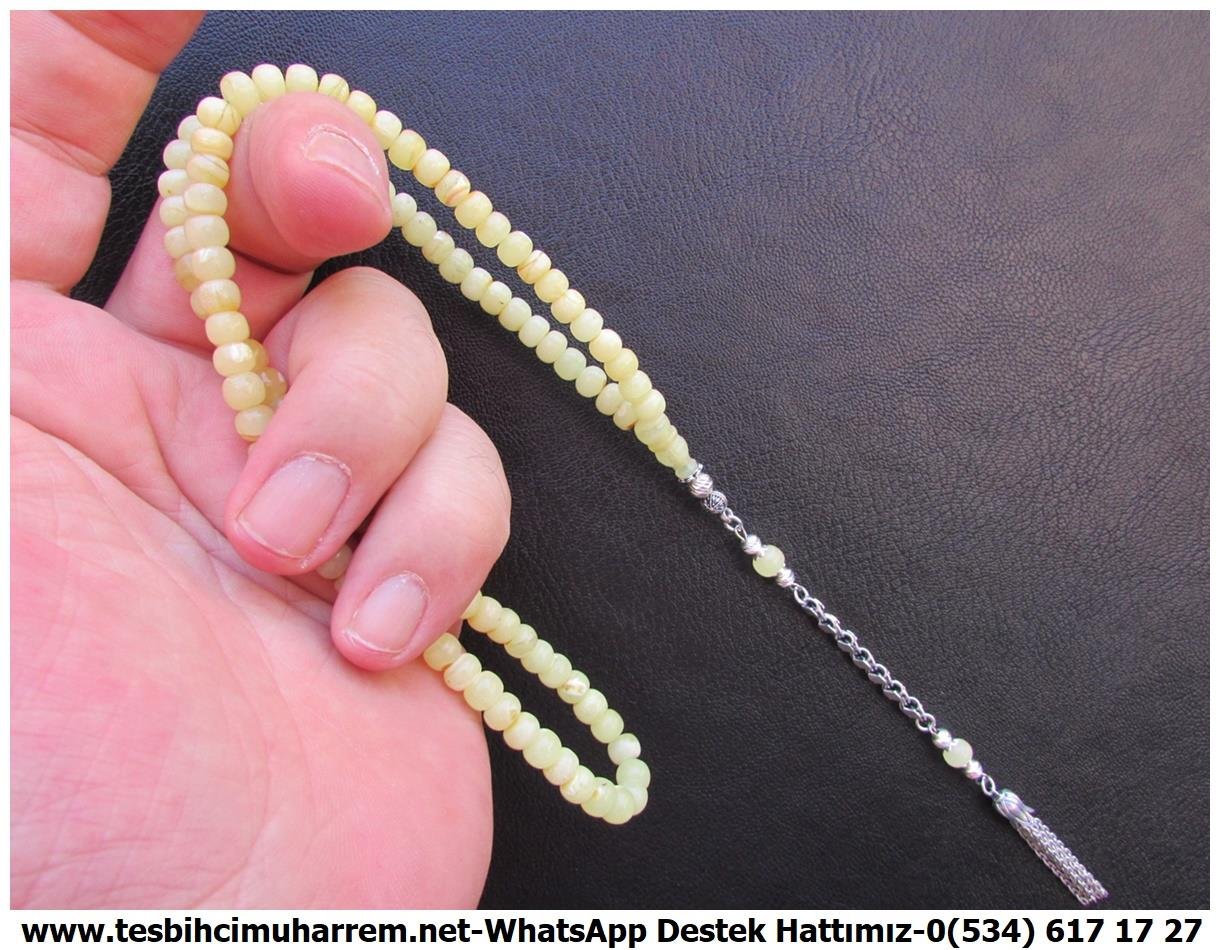 99luk Dua Ve Namaz TesbihatlarıTM13323Rus Usta El İşçiliği Damla Kehribar Tespih | 99'luk Tesbihat, Gümüş Tasarım, Mısır-Teker Kesim, Mini Boy, Limon Rengi 