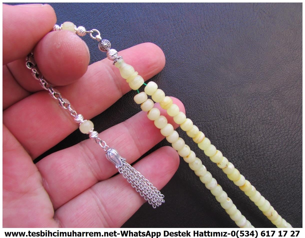 99luk Dua Ve Namaz TesbihatlarıTM13323Rus Usta El İşçiliği Damla Kehribar Tespih | 99'luk Tesbihat, Gümüş Tasarım, Mısır-Teker Kesim, Mini Boy, Limon Rengi 