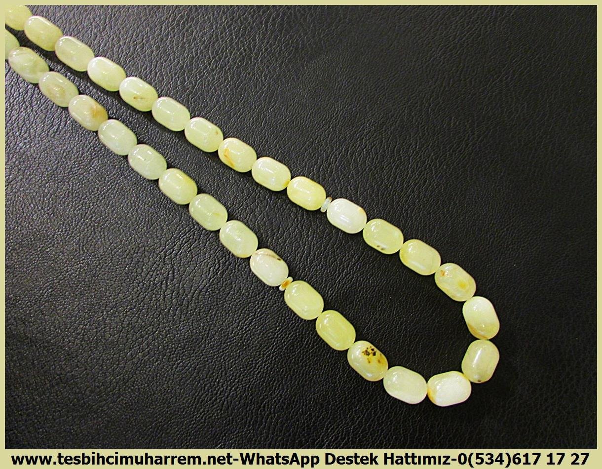  Damla Kehribar TesbihlerTM13686Rus Usta Yurtdışı İşçilik | Damla Kehribar Tespih, Kapsül Kesim, Beyaz Kraliçe Kayadan, Ağır Gümüş Püsküllü, 