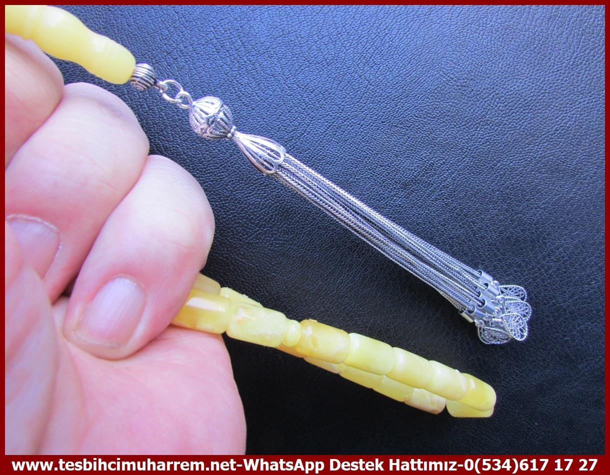  Damla Kehribar TesbihlerTM13656Russian Master Usta Tornası Tespih | Damla Kehribar, Kapsül Kesim Ağır Gümüş Püsküllü, 