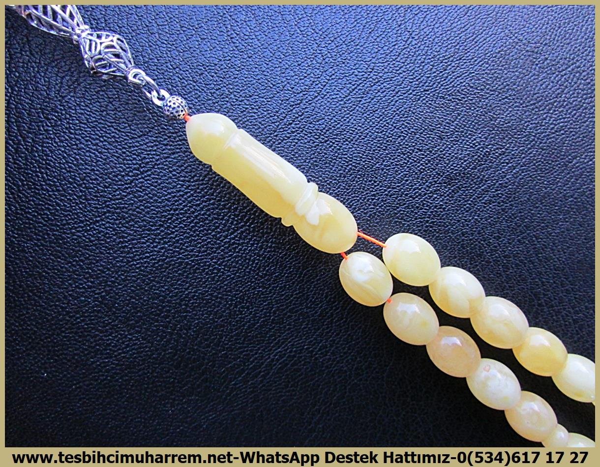  Damla Kehribar TesbihlerTM13655Russian Master Usta Tornası Tespih | Damla Kehribar, Kapsül Kesim Ağır Gümüş Püsküllü, 