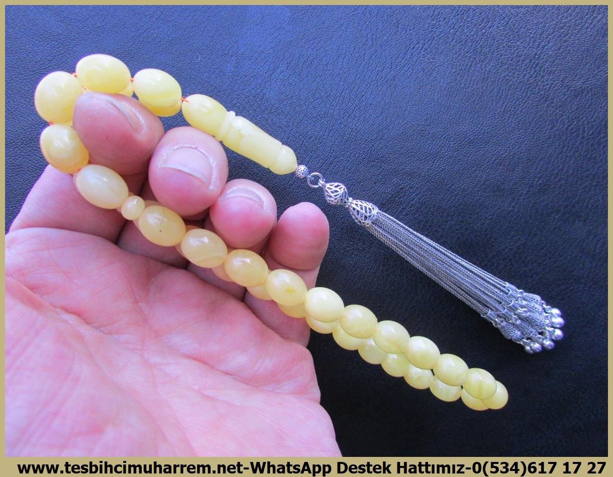  Damla Kehribar TesbihlerTM13655Russian Master Usta Tornası Tespih | Damla Kehribar, Kapsül Kesim Ağır Gümüş Püsküllü, 