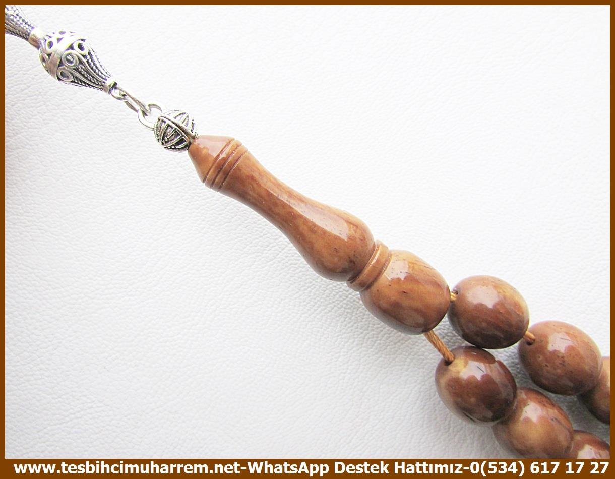 Kuka Ağacı TesbihlerTM13702Serkan Yalvaç Usta İşçilikli Tespih | Doğal Kuka, Naturel Ceviz Tombik Kesim Gümüş Püskül, 