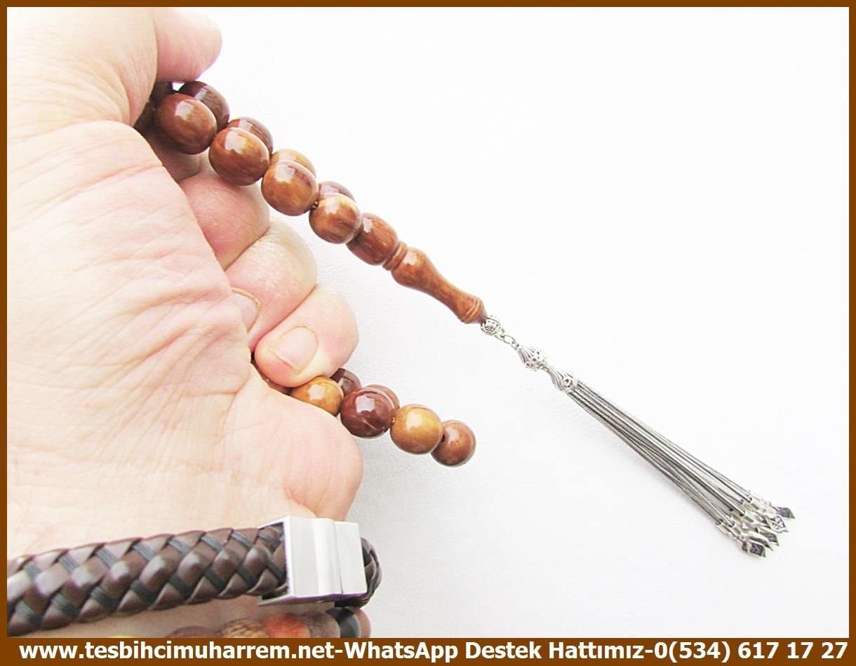 Kuka Ağacı TesbihlerTM13702Serkan Yalvaç Usta İşçilikli Tespih | Doğal Kuka, Naturel Ceviz Tombik Kesim Gümüş Püskül, 
