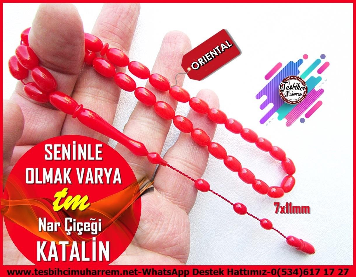 Katalin Ve Bağa TesbihlerTM13679Servet Kadir Usta Tornası | Nar Çiçeği Katalin Tespih, Badem Kesim, 