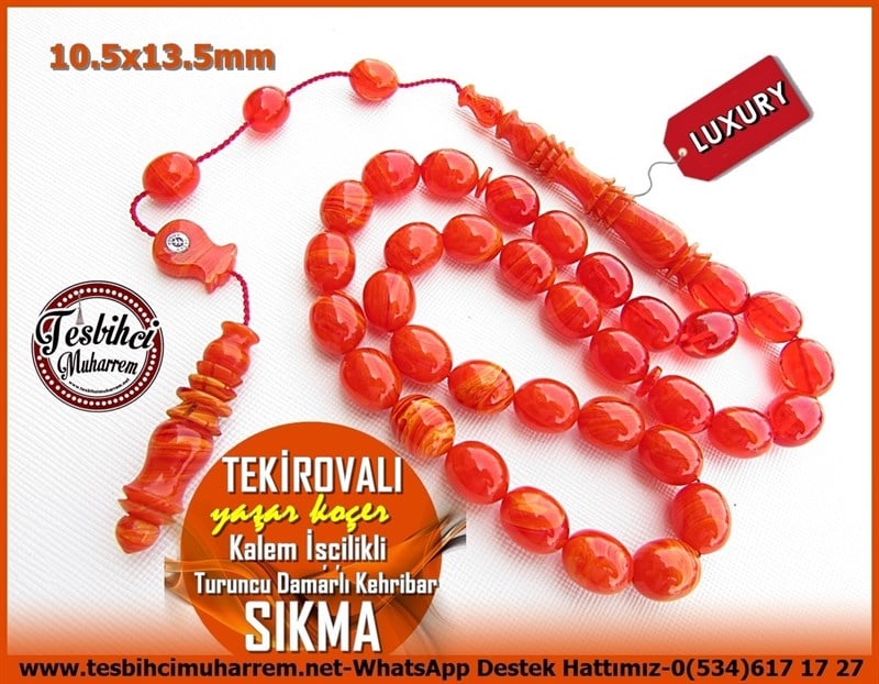 Turuncu Kehribar TesbihlerTM11172Sıkma Kehribar Tesbih Özel Gömme Kutusunda Turuncu Damarlı Beyzi Kalem İşçiliği TekirovalıSıkma Kehribar Tesbih Özel Gömme Kutusunda Turuncu Damarlı Beyzi Kalem İşçiliği Tekirovalı