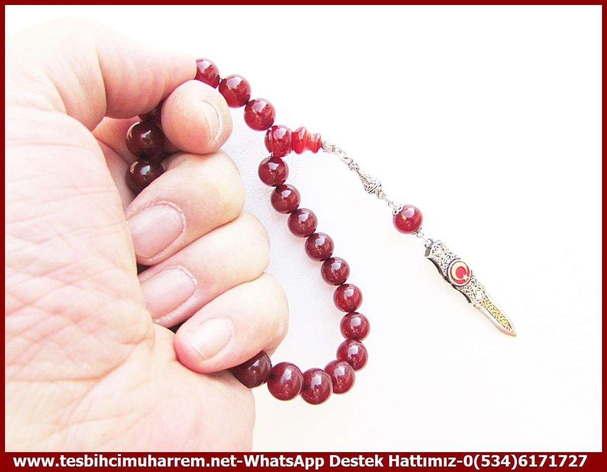 Osmanlı Antika Vişne Ton TesbihlerTM13848Suat Güngör Usta El İşçiliği Osmanlı Ateş Kehribar Tespih | Küre Kesim, Orjinal Chery Amber 