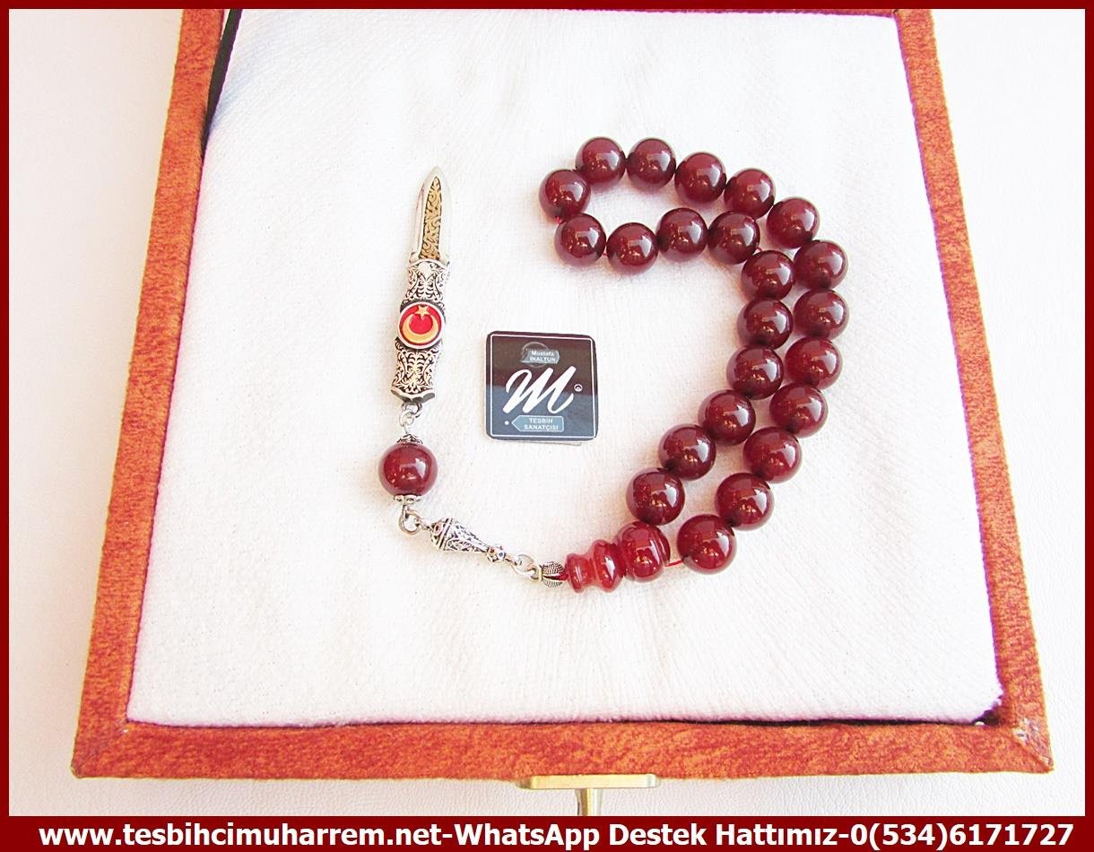 Osmanlı Antika Vişne Ton TesbihlerTM13848Suat Güngör Usta El İşçiliği Osmanlı Ateş Kehribar Tespih | Küre Kesim, Orjinal Chery Amber 