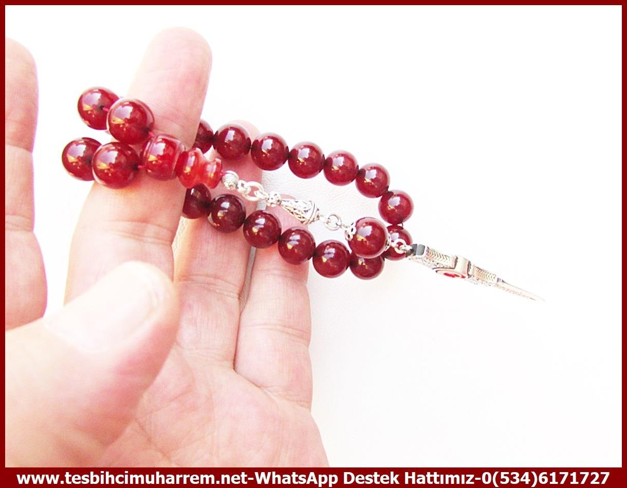 Osmanlı Antika Vişne Ton TesbihlerTM13848Suat Güngör Usta El İşçiliği Osmanlı Ateş Kehribar Tespih | Küre Kesim, Orjinal Chery Amber 