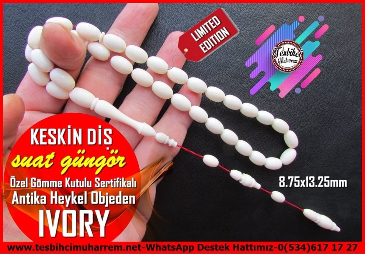 Fildişi TesbihlerTM14247Suat Güngör Usta İşçilikli Antika Heykel Objeden Ivory Tespih I Profesyonel Çalışma Özel Gömme Kutulu Sertifikalı Keskin Diş Tesbih Antika Heykel Objeden Ivory Tespih I Profesyonel Çalışma Özel Gömme Kutulu Sertifikalı Keskin Diş Tesbih